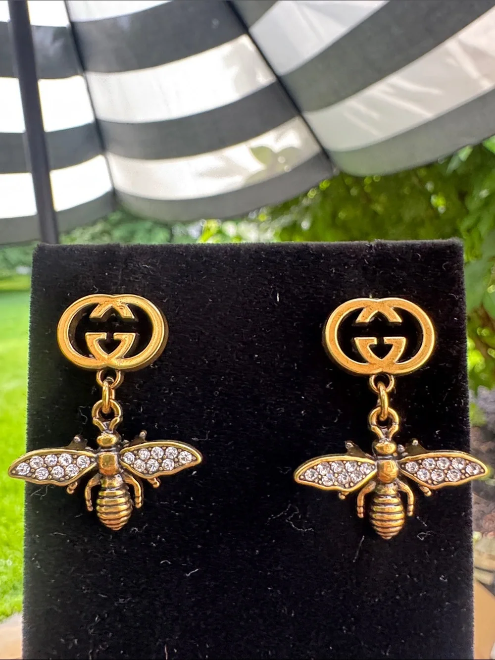 Earrings antique  Gold tone Bee Drop Earrings with Crystal-Accented Wings